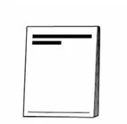 Disegno stilizzato in bianco e nero di una confezione rettangolare di medicinali con due linee nere orizzontali nella parte superiore