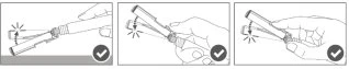 Tre illustrazioni sequenziali mostrano come piegare correttamente un dispositivo medico con le mani per attivarlo seguendo le frecce direzionali