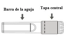 Technical diagram of a medical device with arrows indicating the plunger rod of the