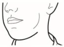 Disegno lineare del volto di una persona di profilo che mostra il naso, le labbra, il mento e la linea del collo