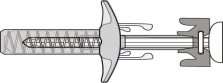 Technical diagram of a medical device with a central piston, an internal spring, and gray and white lateral attachment components