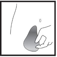Line drawing showing a hand pinching the skin of the