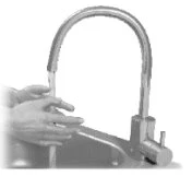 Two hands washing under a water tap