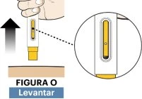 Una mano impugna un dispositivo medico bianco con un ingrandimento che mostra il livello del liquido giallo all