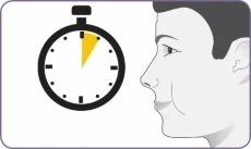 Stylized drawing of a stopwatch with a yellow sector indicating elapsed time next to the profile of a man's face