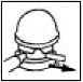 Stylized black and white drawing of a worker wearing a protective helmet and safety goggles, with an arrow indicating a hazard
