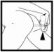 Schematic drawing of a hand holding an injection pen placed against the upper thigh for injection