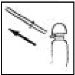 Schematic drawing showing a vial with stopper and a syringe with needle being brought close for drug withdrawal