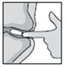 A finger gently pressing the tip of an applicator or tube against the skin of the nose for application