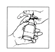 Two hands holding a medicine bottle while one hand presses a finger on the top cap to open or seal it
