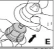 Disegno tecnico che mostra una mano che ruota un tappo di plastica verso l'alto