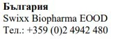 Testo in caratteri cirillici con la scritta Bulgaria, il nome Swixx Biopharma EOOD e il numero di telefono +359 (0)2 4942 480