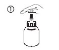 A hand holding a syringe above the cap of a medicine vial, with the number one inside a circle in the top left corner