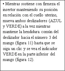 Spanish text on white background explaining how to move the blue and green sliders to number 3 of the