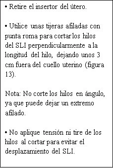 Spanish text with instructions for removing the