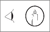 Stylized icon of an eye looking toward a medicine vial enclosed in a circle on a white background