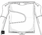 Due mani con guanti tengono aperta una busta di plastica trasparente con una linea curva interna che mostra il contenuto della confezione