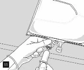 One hand inserting a