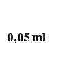 Testo nero su sfondo bianco con la scritta 0,05 ml in caratteri sans-serif