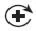Black symbol of a medical cross encircled by a curved arrow pointing clockwise on a white background