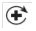 Black cross symbol at the center of a circular arrow rotating clockwise on a white background