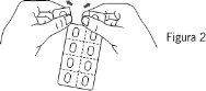 Two hands forcefully separating a long blister pack of pills along the central dotted line to divide it into two equal parts