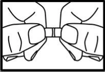 Two hands firmly pressing opposite ends of a glass vial to break the neck of the container by pressure