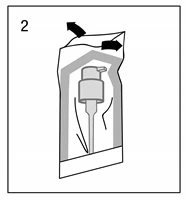 Technical drawing with the number 2 showing two black arrows indicating the