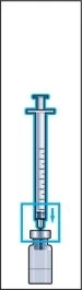 Illustration of a syringe with needle being inserted into the rubber stopper of a glass vial for drug withdrawal