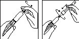 Two line drawings show hands rotating and attaching a protective cap onto a pen-shaped injection device