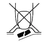 Schematic black and white drawing showing a human head with a large cross above it and a rectangular object broken at the base