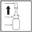 Diagram with arrows indicating the movement of a cap downward