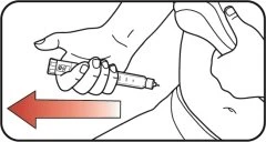 A hand holding a syringe pressed against the skin