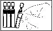 Three medicine vials next to a syringe with liquid flowing out to the right in a medical schematic diagram