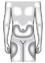 Diagramma di un corpo umano che evidenzia le aree di applicazione del farmaco