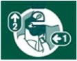 Medical diagram with arrow 1 pointing to the left and arrow 2 pointing to the