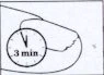 Schematic drawing of a finger with a clock above indicating a waiting time of 3 minutes