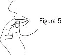 Black line drawing of a hand holding a tablet or medication near the lips of a profile face with the label Figure 5