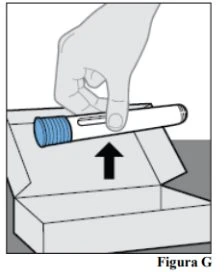 Una mano solleva un dispositivo cilindrico bianco da una scatola di cartone aperta con un movimento verso l'alto