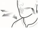 Disegno schematico di una persona con la bocca aperta e frecce che indicano il movimento di deglutizione o il passaggio di un oggetto nella gola
