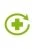 Green symbol with a central cross surrounded by a circular arrow pointing clockwise on a white background