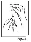 Two hands handling a syringe to aspirate liquid from a glass vial using the