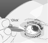 Illustrazione di una mano che utilizza un applicatore per inserire gocce di farmaco nell'