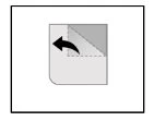 Diagramma schematico di un foglio di carta con una freccia nera curva che indica il movimento di piegatura verso sinistra