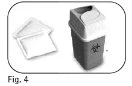 Biohazardous waste container with biological hazard symbol and a separate lid placed beside it on a white background