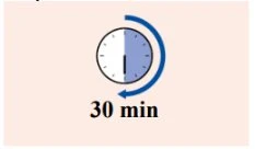Icona di un orologio con una freccia blu circolare che indica il passaggio del tempo e la scritta 30 min sottostante