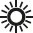 Black stylized sun symbol with a central circle surrounded by radial linear rays of varying lengths