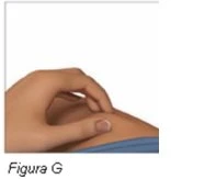 A hand pinching the skin of the abdomen to prepare for injection