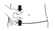 Disegno schematico di una mano che pizzica la pelle dell'addome per un'iniezione sottocutanea