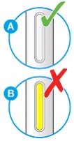 Diagram with two circles: circle A shows an empty transparent window with a green checkmark, circle B shows a yellow window with a red X